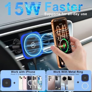 <b>Car</b> Wireless Charger 15W Fast Charging <b>Clip</b> On Air Vent Phone Holder For iPhone 15 16 Navigation Mount - Product Image 2