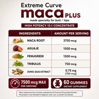 Gummies Extreme Curve Maca Plus pour l'amélioration des fesses et des hanches, 60 unités, OEM ODM