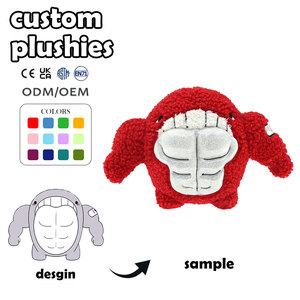 Peluche personnalisée <span class=keywords><strong>Corgi</strong></span> brodé super douce en forme de baleine musclée rouge pour anniversaire de bébé - Product Image 1