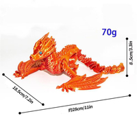 Vashine Figurine de dragon articulée imprimée en 3D, dragon de feu flexible pour décoration de bureau, cadeau fantastique