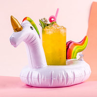 Support de gobelet gonflable flottant, 5 pièces, de couleur rose, pour boire, sous-verre, à motif de flamand rose