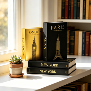 Boîte décorative en forme de faux livre de luxe <span class=keywords><strong>noir</strong></span> et or à assembler soi-même pour la décoration de vitrine ou de meuble - Product Image 2