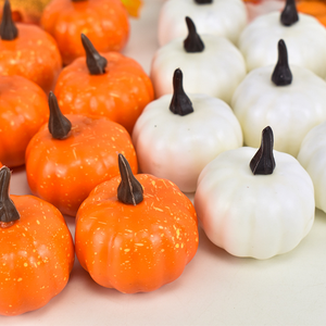 12pcs Mini Artificial White Pumpkins Set Fall Decor Faux Pumpkins for Kitchen Autumn Halloween Thanksgiving Graduation Easter - Product Image 1
