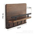 Porte-clés mural en bois massif, organisateur de rangement pour entrée, support rectangulaire multifonctionnel pour courrier et clés - Product Image 5