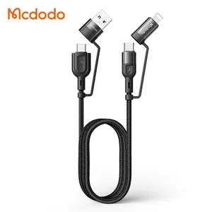 Mcdodo 807 pengisian daya Cepat 4-in-1, kabel Data nilon 60W pengisian daya Cepat USB C/USB ke 8Pin tipe-c PD QC 3A 36W untuk iPhone Android multifungsi