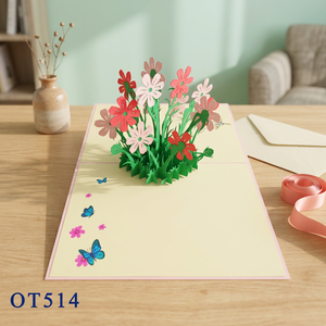 Ramo de Flores Pop 3D, Diseño Personalizado, Arte en Papel Hecho a Mano en Vietnam, Mejor Precio, Alta Calidad, Tarjeta de Felicitación al por Mayor, Decoración del Hogar - Product Image 6