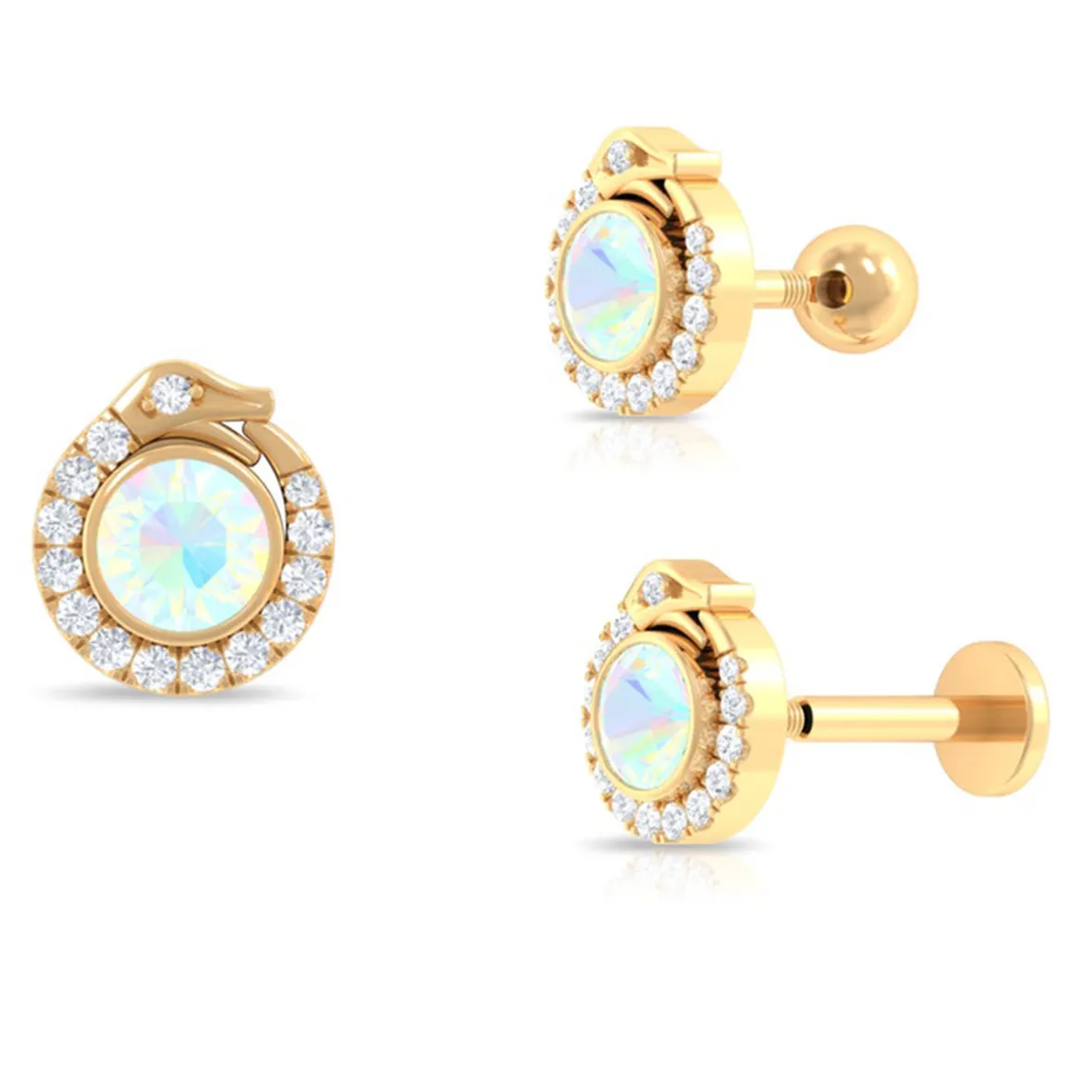 Vintage S925 18K Rose Gold Plated White CZ Jewelry Opal Stone Jewelry Fine Quality Design Factory Earring