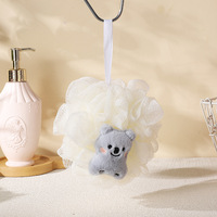 Vente en gros de boules de bain en forme d'animaux pour enfants, loofah doux exfoliant en maille PE pour peaux sensibles