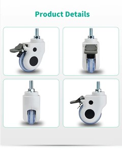 Rueda universal de PU VIMA de 3 pulgadas con rosca para equipos, rueda giratoria con bloqueo para cama de enfermería, rueda silenciosa para hospital - Product Image 2