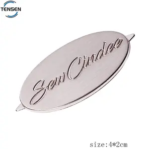 Zinc Alloy Oval Shape Metal Logo Plate Customized Brushed Antique Letter Metal Label Emblems For Handbags