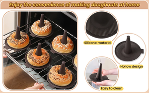 Juego de moldes de silicona para hornear en casa, para pasteles, mousse, pudín, donuts, máquina para moldear donuts, moldes para hacer hamburguesas y pan - Product Image 5