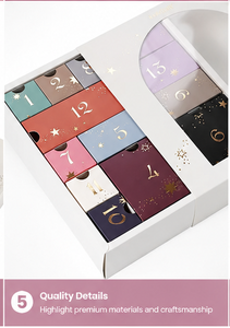 Custom Luxury Advent <b>Calendar</b> Box Sliding Drawer Multicolor Arch Window Empty OEM Beauty Cosmetic Christmas Packaging Wholesale - Product Image 3