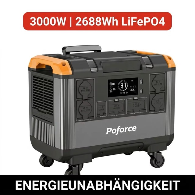 3000W Tragbare Powerstation 2688Wh LiFePO4 Solar Generator Balkonkraftwerk Speicher Notstromversorgung Schnellladung Grobhandel