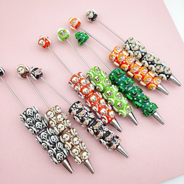 B7059 Halloween Pen Beadable Pens Full Halloween Cartoon Charm DIY Ballpoint Pen for Personalized DIY Crafts Wholesale Supplies