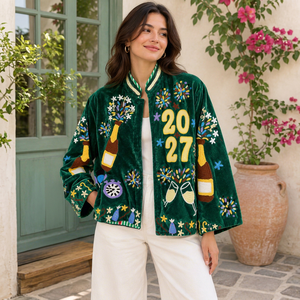 Chaqueta Bomber de Terciopelo Premium con Bordado Suzani |   Carcasa de algodón reversible, ecológica, transpirable y de secado rápido - Product Image 1