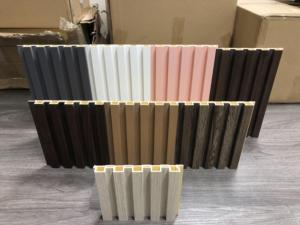 Chống cháy không thấm nước WPC <span class=keywords><strong>Panel</strong></span> tường Slatted Board sợi tre rãnh tấm 3D trang trí nội thất Bảng điều khiển trang trí nội thất PVC Ốp - Product Image 4