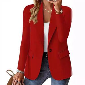 I-0586 Blazer da Ufficio da Donna Taglie Forti a Tinta Unita a Maniche Lunghe, Completo Elegante da Lavoro - Product Image 5