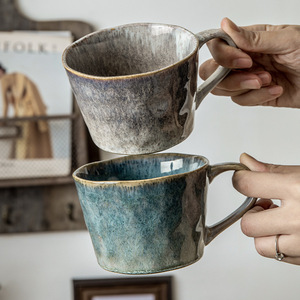 Mug à café en céramique avec poignée, style moderne, glaçure réactive, mug en céramique, tasse à eau, ensemble <span class=keywords><strong>de</strong></span> deux pièces, mug pour couple, pour cadeau, compatible micro-ondes - Product Image 2