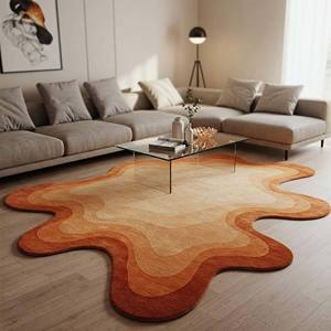 Alfombra Moderna con Diseño de Ondas Topográficas |   Alfombra de Lujo con Diseño Abstracto Verde Bosque y Arena, Decoración para el Hogar, Precio de Fábrica - Product Image 6