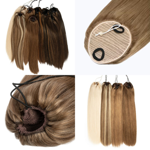 Nouvelle queue de cheval de cheerleading style australien 2025, mélange de couleurs, en cheveux humains, avec cordon de serrage - Product Image 3