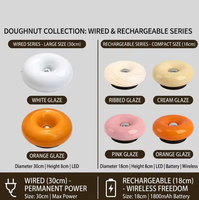 Lampe de table LED créative en forme de donut, en verre, avec interrupteur tactile, rechargeable, pour salon, chevet, bureau, ambiance lumineuse
