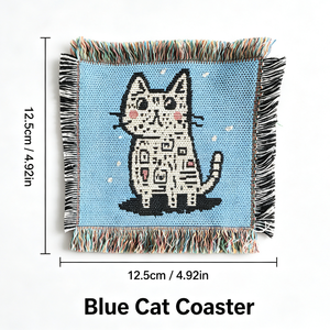 Kunstvoller Graffiti-Stil Katzen-Getränkeuntersetzer aus Baumwolle und Polyester, gewebt mit Fransen, hitzebeständig, rutschfest, für den Schreibtisch - Product Image 3
