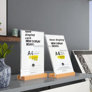 L-hình <span class=keywords><strong>Acrylic</strong></span> giá tag hiển thị-trong suốt bằng gỗ cơ sở Tabletop bảng sinh thái thân thiện cho dễ dàng lắp ráp cho menu - Product Image 2