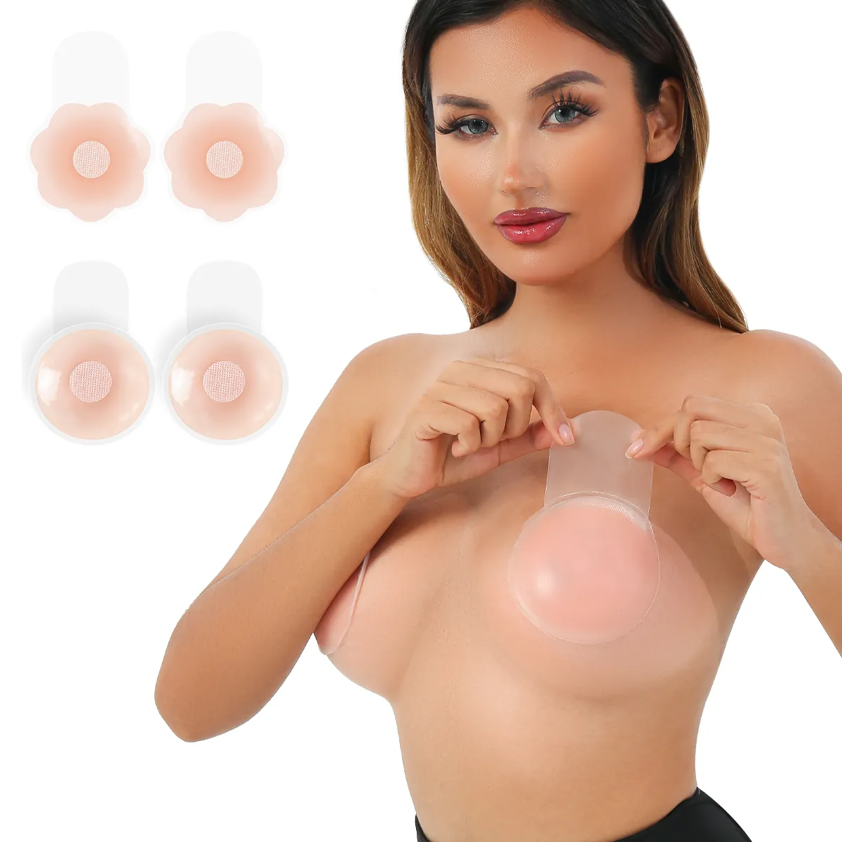 Áo Ngực Silicon Tự Dính Tái Sử Dụng Nâng Ngực Miếng Lót Áo Ngực Cánh Hoa Ngực Vô Hình Cho Đầm Dự Tiệc