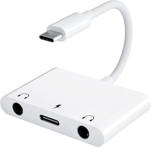 Adaptador de audio USB C a <span class=keywords><strong>3</strong></span>,5mm, divisor de auriculares <span class=keywords><strong>3</strong></span> en 1 Aux a USB C Conector de audio dual de <span class=keywords><strong>3</strong></span>,5mm y carga rápida PD 60W, compatible - Product Image 1