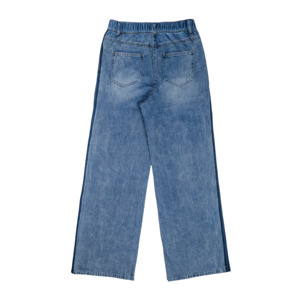 Jean en denim bleu foncé de haute qualité en coton pour femmes, lavé, écologique, respirant, style moderne, pantalon large, décontracté pour l'été, fête - Product Image 2