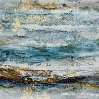 Décoration de salon JZ Arts, peinture murale de paysage moderne peinte à la main avec feuille d'or, peinture à l'huile sur toile, taille personnalisée, encadrement