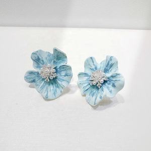 factory price plata 925 silver butterfly ear <b>earring</b> fine jewelry party <b>girls</b> chunky large blue summer flower enamel <b>earrings</b> - Product Image 1