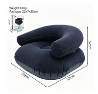 Canapé gonflable d'extérieur portable moderne avec accoudoirs en forme de U, design floqué en peluche, respirant, pour chambre à coucher, marque ANL