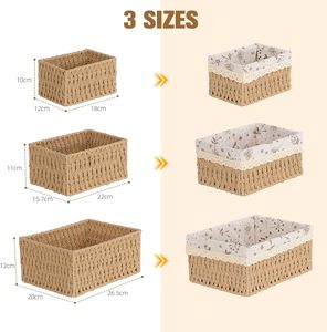 Storage <strong>Basket</strong> with Lining, Pack of 3 Toy Storage <strong>Baskets</strong>, Handwoven, Boho Decor, Recyclable, Braided <strong>Changing</strong> <strong>Table</strong> Organiser - Product Image 4