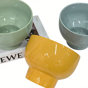 Nouveauté 2026 : Pots de fleurs en céramique à pieds en forme de bol (rose/jaune/bleu/vert) pour plantes succulentes d'intérieur, décoration maison – Vente directe usine - Product Image 3