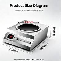 Table de cuisson à induction commerciale SEMIKRON 5000W haute puissance, multifonctionnelle, concave, pour sautés, à commande par bouton, garantie 24 mois