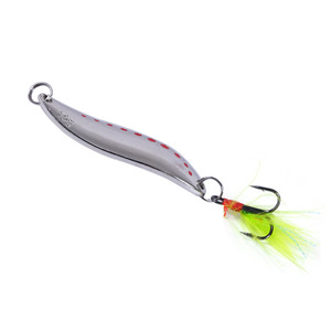 Leurre de pêche en eau douce, leurre artificiel métallique bionique pour la pêche au bar, leurre dur avec points rouges et plumes attractives - Product Image 3