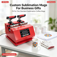 Presse à chaud double station pour tasses, idéale pour l'impression par sublimation en gros sur tasses en céramique et gobelets, pour les ateliers d'impression et les boutiques personnalisées
