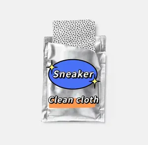 Wholesale Custom Private Label Individual Wrapped DUAL-TEXTURED Dotted Cloth Sneaker Shoes Quick Cleaning Wipes