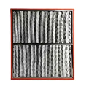 Mini plis Hepa plissé profond H13 H14 boîte GI en acier inoxydable cadre en aluminium filtre à air résistant aux hautes températures en fibre de verre