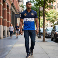 Polo de Manga Corta para Hombre al Por Mayor Tallas Grandes Americanas con Solapa Casual para Golf 100% Algodón Combinación de Colores Deportivo y Bordado