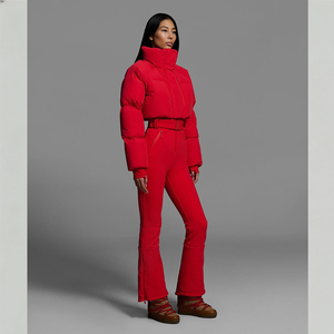 Ensemble de <span class=keywords><strong>combinaison</strong></span> de <span class=keywords><strong>ski</strong></span> pour <span class=keywords><strong>femme</strong></span>, coupe oversize, avec ceinture, jambes évasées, imperméable, coupe-vent, rembourré, logo personnalisé, OEM, vente en gros, usine - Product Image 1