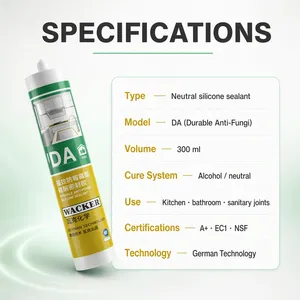 กาวซิลิโคนกันเชื้อรา DA Durable พร้อมการยึดเกาะที่ดีเยี่ยม กาวกระจกชนิดเป็นกลาง 300 มล. - Product Image 4