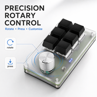 Mini Teclado Inalámbrico SIKAI Tri-Modo de 6 Teclas y 1 Perilla, BT 2.4G USB, Panel de Teclas de Acceso Rápido Personalizables, Retroiluminación RGB para Edición de Volumen y Flujos de Trabajo de Creadores