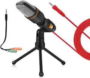 Micrófono SF666 para ordenador, juego de voz, transmisión en vivo, grabación de chat de karaoke, Conector de 3,5mm con soporte para trípode de escritorio
