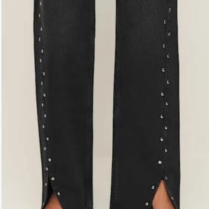 กางเกงยีนส์ทรงกระดิ่งเอวสูงปานกลางคุณภาพสูงสำหรับผู้หญิง ปักลายเพชร แฟชั่นลำลอง - Product Image 4