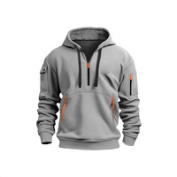Sweat-shirt polaire décontracté à manches longues pour homme avec capuche et fermeture éclair, style tendance pour l'hiver – Agent de dropshipping Euro-Américain