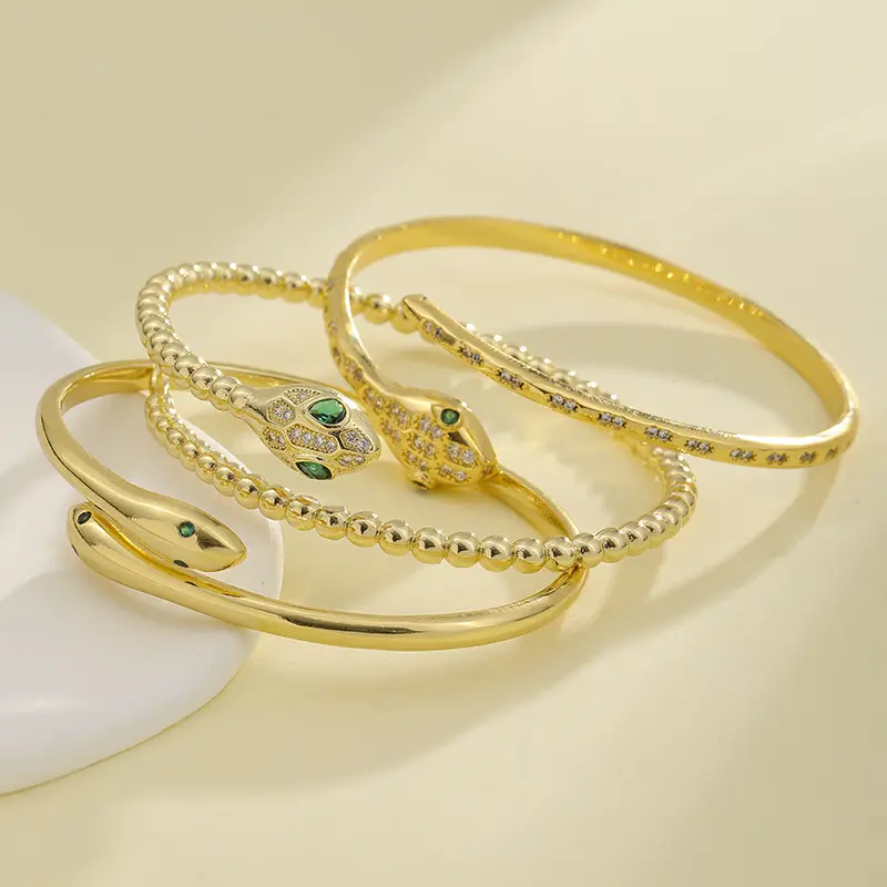 Luxury Brass 16K Gold Plates Fine Jewelry Snake Bracelets Bangles Jewelry Women Indian