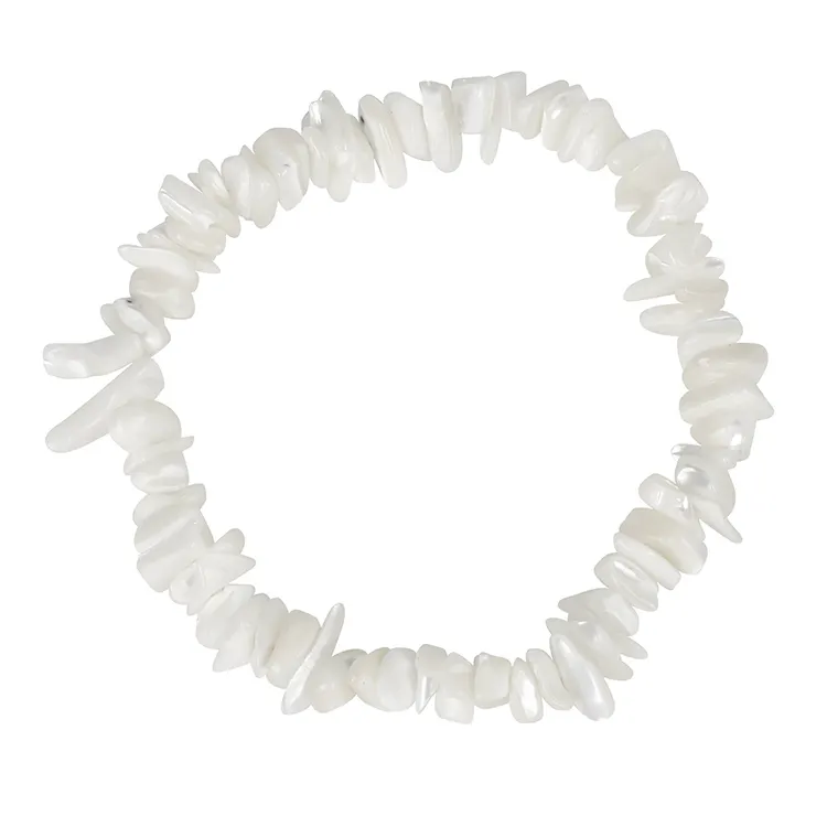 Braccialetto di perline di conchiglia bianca naturale irregolare elastico di nuovo arrivo per donna uomo