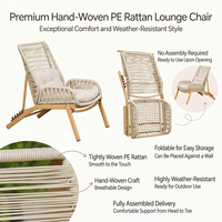 Fauteuil inclinable d'extérieur Meiqi résistant aux intempéries, dossier réglable, design pliable, résistant aux UV, pour balcon et terrasse extérieurs